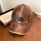 Vintage Faux Leather Baseball Cap
