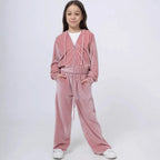 Women's Comfortable Velvet Suit with High-Neck Zipper