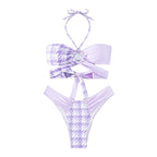 Women's Bandeau Bikini with Knot Details and Textured Surface