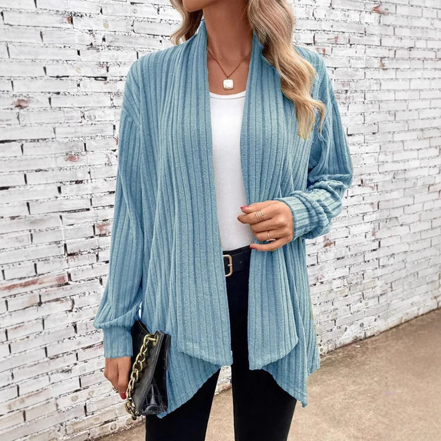 Women's Trendy Cardigan with Textured Design and Open Cut