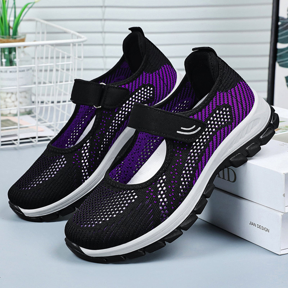 Women's Breathable Fitness Shoes with Practical Velcro Closure