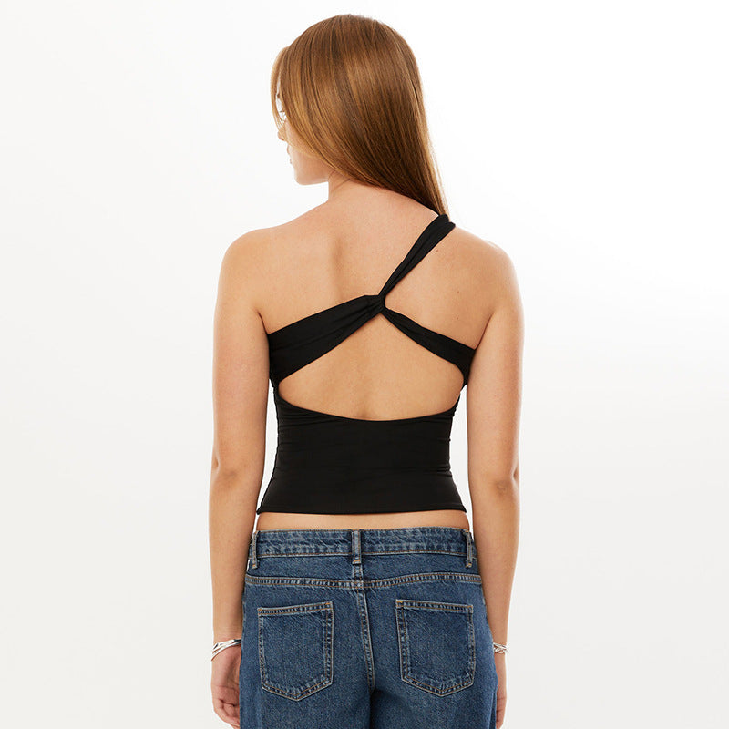 Women's Asymmetrical Top with Decorative Straps