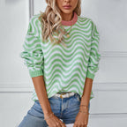 Women's Cozy Sweater with Modern Wave Patterns