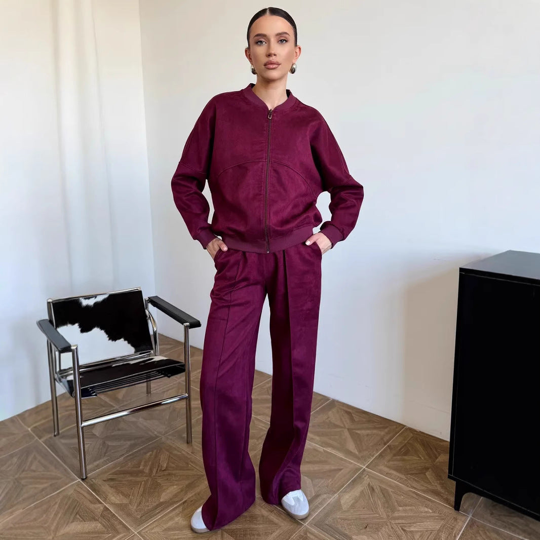 Casual Sweat Jacket and Pants Set
