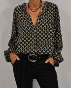 Women's Printed Long-Sleeve Blouse