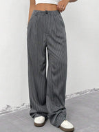 Women's Elegant Wide-Leg Striped Trousers