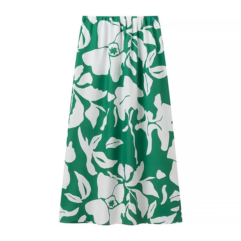Women's Floral Maxi Skirt with Elastic Waistband