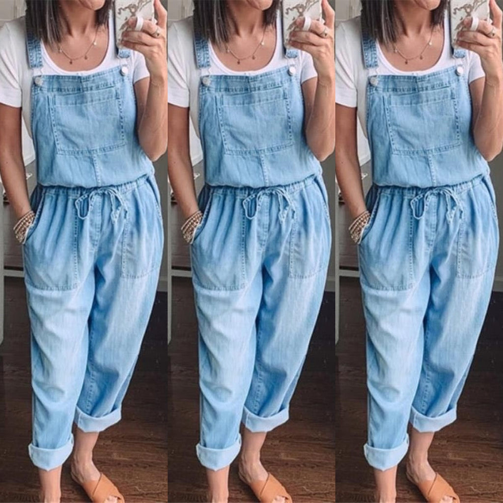Women's Denim Overalls with Adjustable Straps