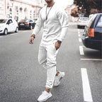Men's Casual Crew Neck Training Set made of Stretch Cotton Blend with Drawstring Joggers
