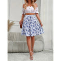 Women's Floral Midi Skirt with Voluminous Cut and Elastic Waistband