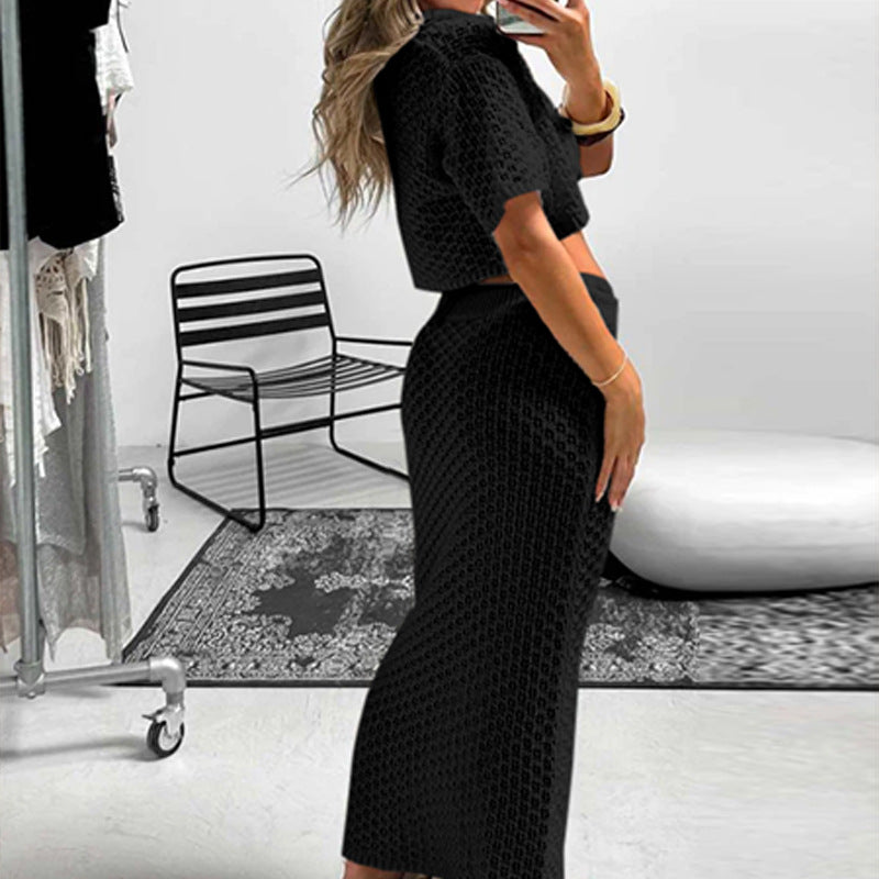 Crochet Crop Top and Maxi Skirt Set