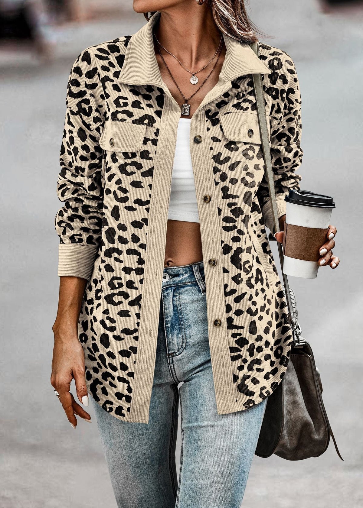 Women's Fashionable Leopard Print Overshirt