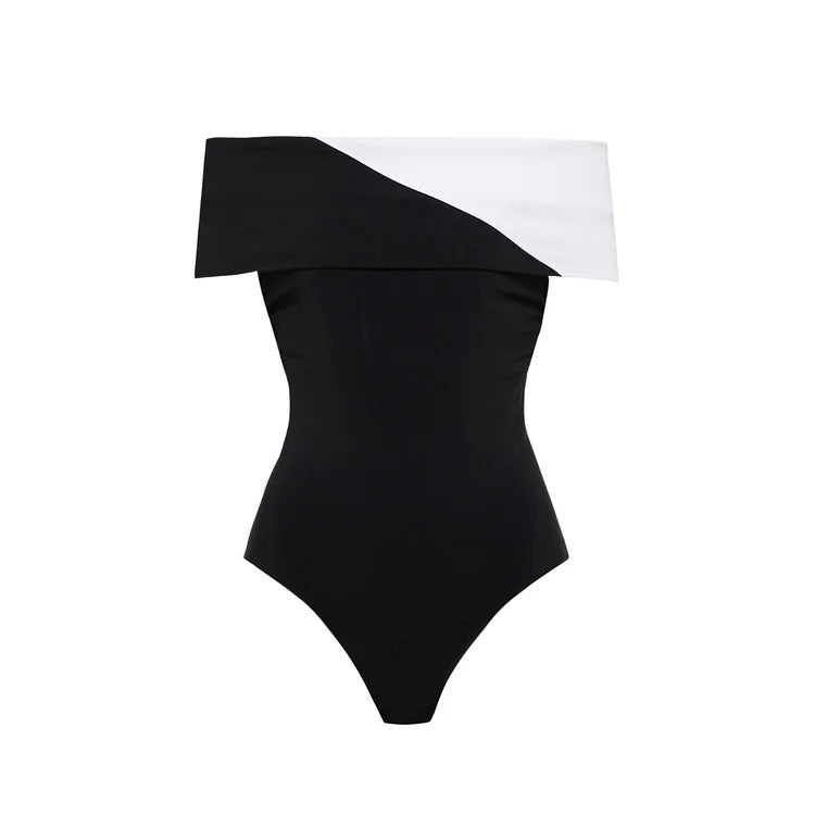 Women's Off-Shoulder Swimsuit with Ruffle Maxi Skirt