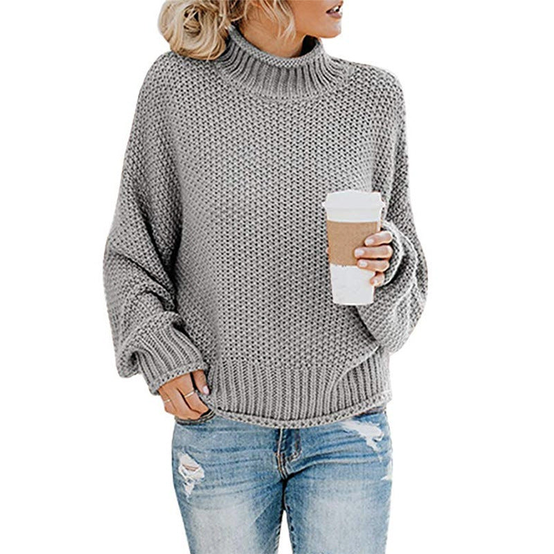 Women's Cozy High-Neck Sweater with Textured Knit