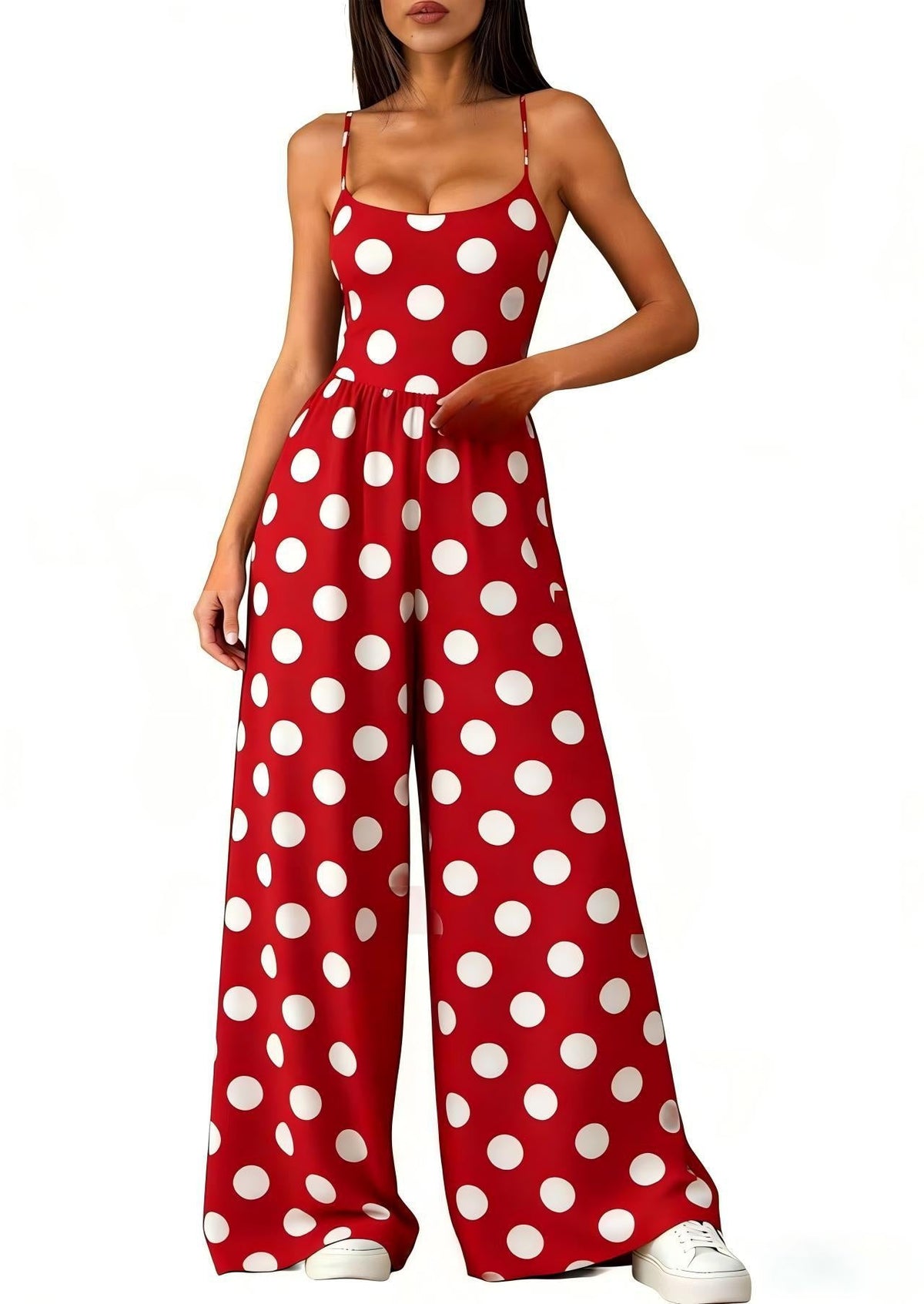 Women's Elegant Geometric Print Wide-Leg Jumpsuit