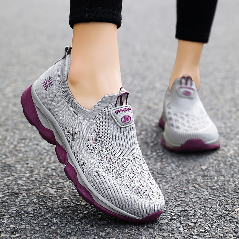 Women's Breathable Slip-On Walking Sneakers with Flexible Sole