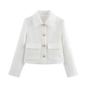 Elegant Cropped Jacket with Decorative Buttons