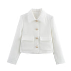 Elegant Cropped Jacket with Decorative Buttons