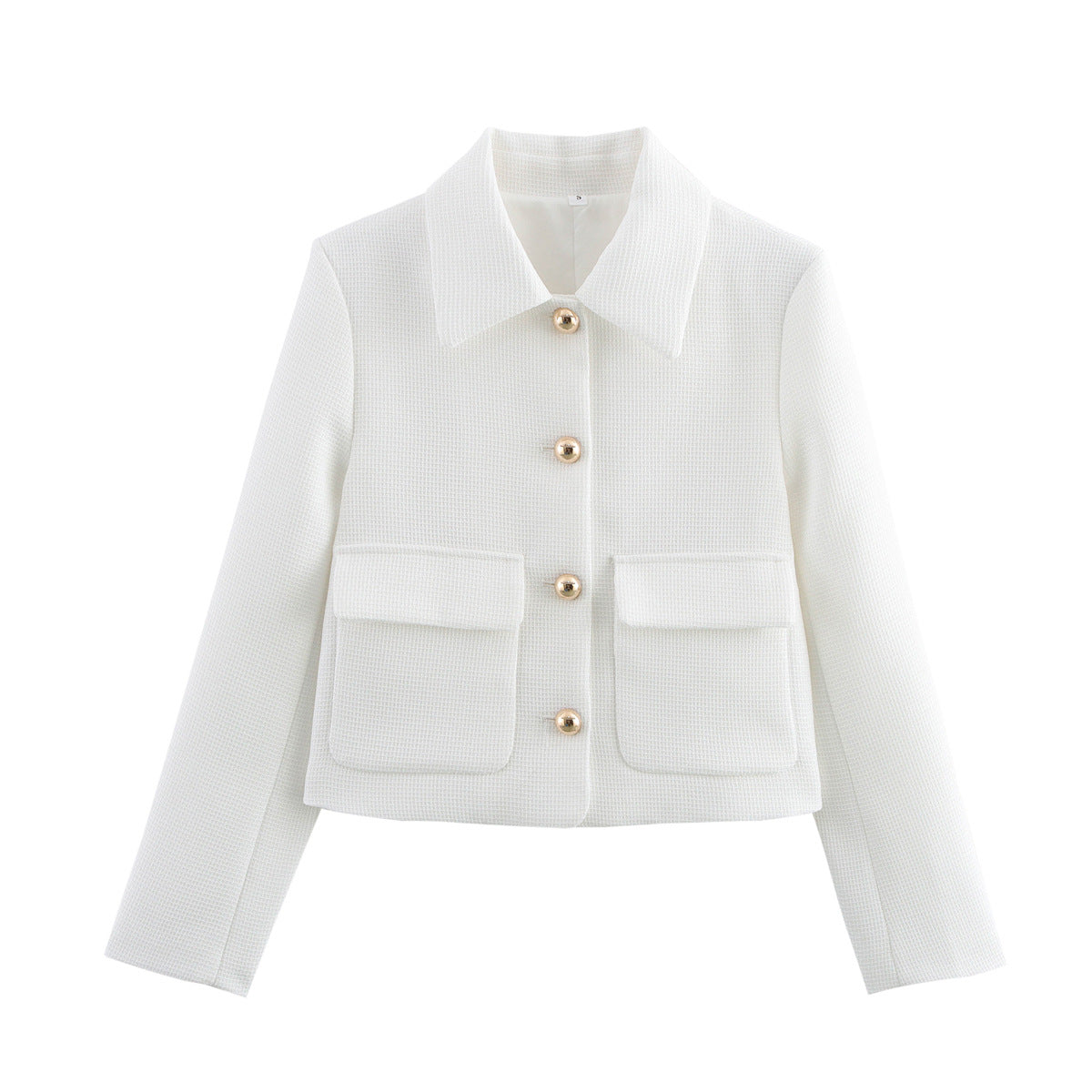 Elegant Cropped Jacket with Decorative Buttons