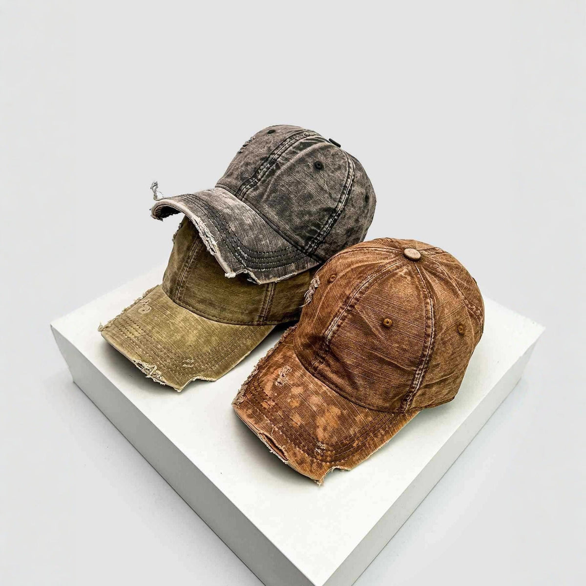 Men's Distressed Denim Baseball Hat