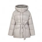 Women's Fashionable Padded Winter Coat with Belt and Hood