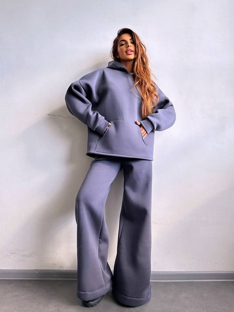 Women's Oversized Hoodie and Wide Leg Leisure Pants