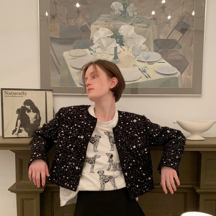 Women's Glitter Knit Cardigan with Elegant Accents