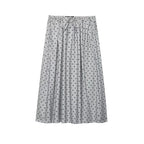 Women's Polka Dot Midi Skirt with Elastic Waist