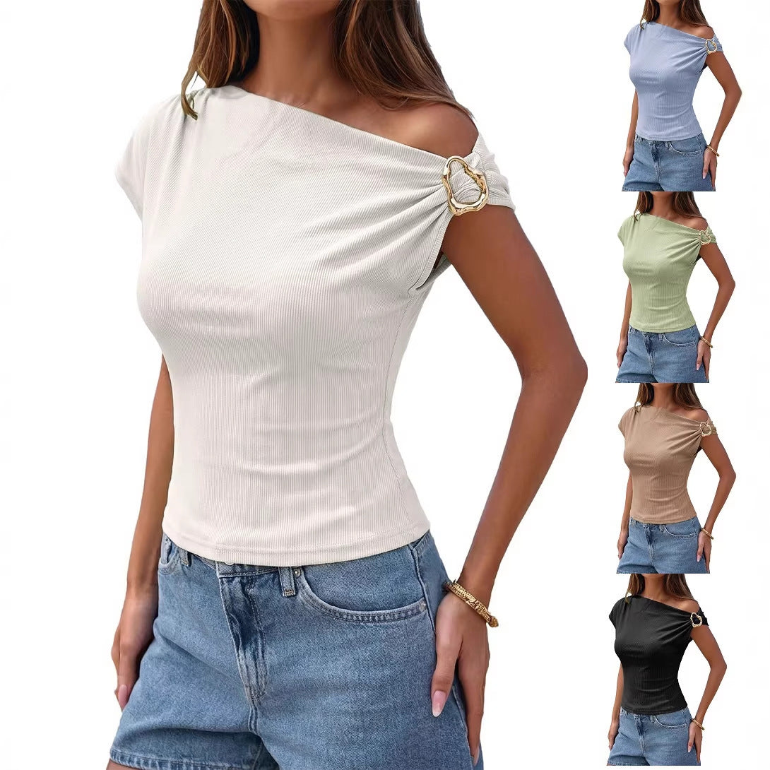 Women's Asymmetrical Shoulder Detail Top