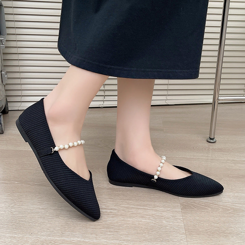Women's Ballet Flats with Pearl Detail