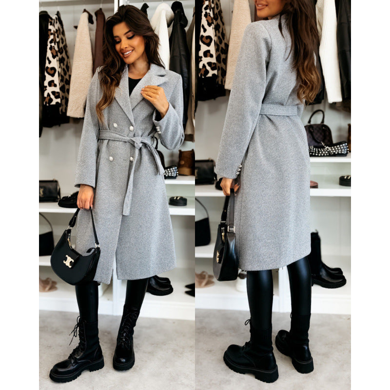 Elegant Asymmetrical Trench Coat with Belt
