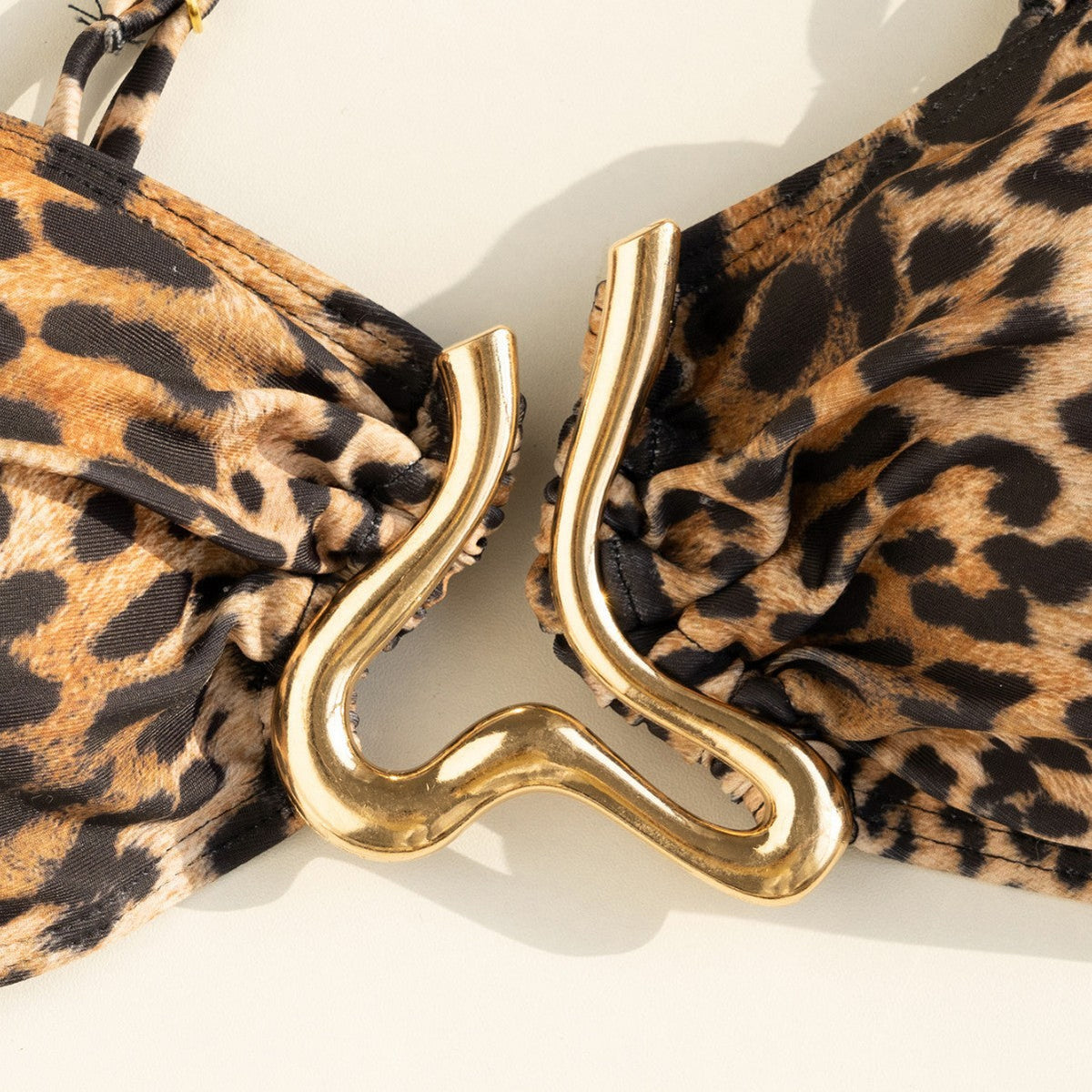 Women's Asymmetrical Bandeau Bikini with Gold Accents