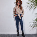 Women's Cropped Blazer with Waist Belt and Modern Cut