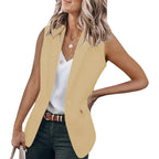 Women's Sleeveless Blazer in Modern Cut with Deep Pockets