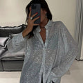 Women's Glittering Oversized Shirt with Sequins