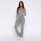 Women's Comfortable Button-Down Top and Loose Pants Set