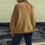 Women's Glitter Knit Sweater with Wide Cut