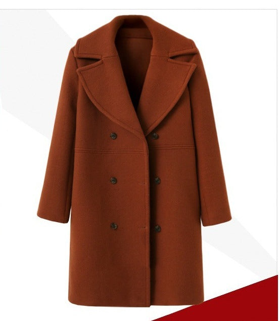Women's Elegant Double-Breasted Coat with Modern Lapel