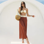 Women's Bandeau Bikini with Wrap Skirt and Jewelry Detail