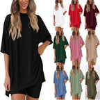 Women's Casual Lounge Set with Oversized Top and Shorts