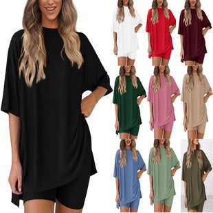 Women's Casual Lounge Set with Oversized Top and Shorts