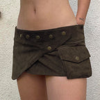 Women's Fashionable Short Skirt with Pockets and Buttons