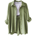 Women's Casual Short Oversized Shirt with Pockets