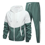 Men's Two-Piece Training Set with Hooded Windbreaker and Tapered Jogging Pants