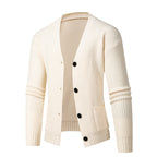 Women's Striped Cardigan with Modern Cut and Practical Pockets