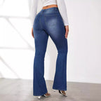 Women's Vintage-Style Bootcut Jeans with High Waist