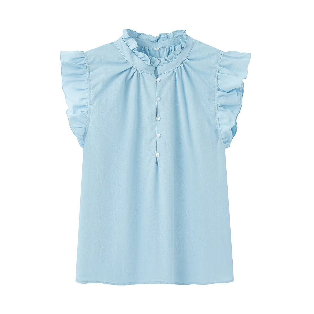 Women's Blouse with Ruffles and Button Placket