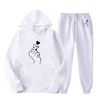 Women's Jogging Suit with Creative Heart Motif and Comfortable Fit