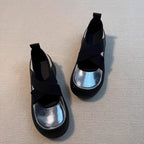 Women's Ballet Flats with Elastic Cross Strap and Cushioned Sole