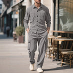 Men's Ribbed Worker Shirt and Cargo Pants Set